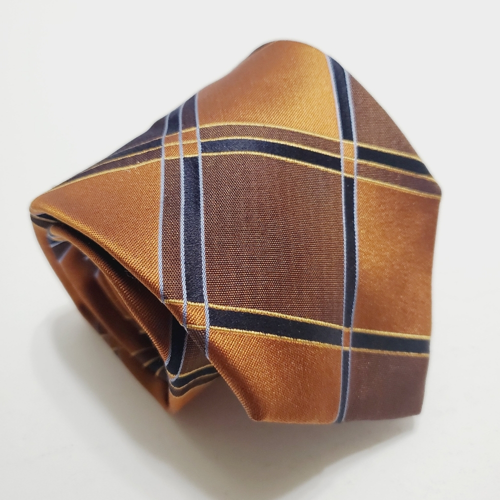 Kolte Necktie Brown Check Pattern Men's Silk Neck Tie Jacquard Fabric